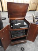 Mahogany Music Cabinet Containing Techniques Music System; Tune, Amplifier, and CD Player