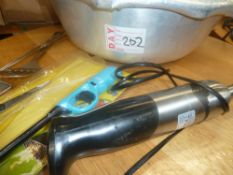 * bowl, utentils and hand blender