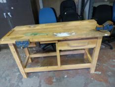 Pine Workbench with Record No.1 Vice and a Woden 1