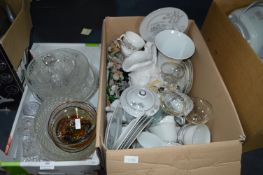 Two Boxes of Glassware and Pottery