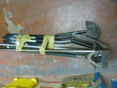 Bundle of Garden Tools; Rake, Fork, Spades, Hoe, e