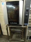 *Blue seal Turbofan oven 3 phase - 4 shelf on tray rack stand 740w x 820d x 720h (1600h with stand)