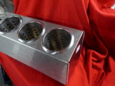 *S/S 3 pot condiment/cutlery holder