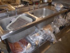 *S/S double bowl sink with right hand drainer and taps 1800w x 650d x 900h