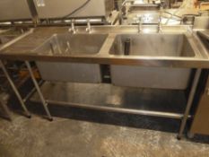 *S/S double sink with under shelf and 2 pairs of taps 1750w x 610d x 870h
