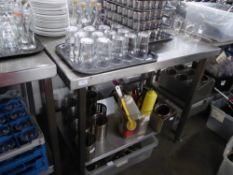 *S/S prep bench with up stand and under shelf 1000w x 700d x 900h