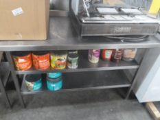 *S/S prep bench with up stand and 2 under shelves 1400w x 660d x 900h