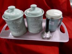 *tray with blue tea/coffee holders