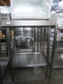 *S/S small prep table with up stand and under shelf 600w x 600d x 950h