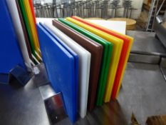 *S/S stand with selection of chopping boards x 12