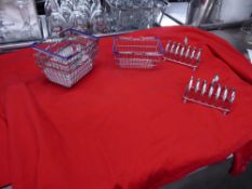 *mini shopping baskets x 4 and S/S toast racks x 6