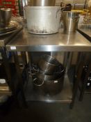 *S/S prep bench with up stand and under shelf 650w x 650d x 865h