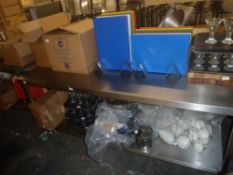 *S/S prep bench on castors with up stand and under shelf 1900w x 700d x 900h