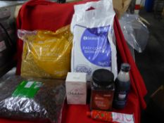 *selection of dry store goods - maccaroni, balsamic glaze, tomato puree, etc.