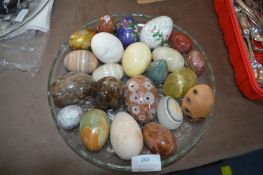 Dish of Onyx, Marble and Other Decorative Eggs