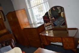 Vintage Walnut Veneered Bedroom Suite