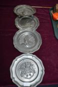 Four Pewter Plates