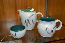 Denby Greenwheat Teapot, Jug and Sugar Bowl
