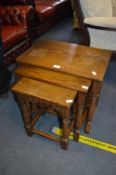 Nest of Three Oak Tables