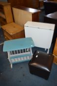 White Drop Leaf Table plus Magazine Rack and Pouff