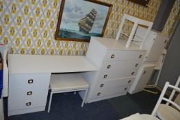 White Melamine Bedroom Suite Comprising Five Drawe