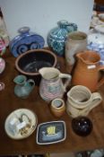 Studio Pottery Jugs, Vases by Kelso, etc.