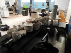 Assorted White Crockery, Coffee Cups, Enamel Buckets, etc.