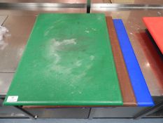 *Three Large Coloured Chopping Boards (Green, Brown and Blue)