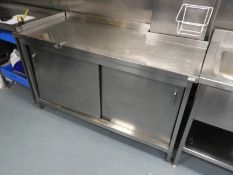 *Stainless Steel Shaped Storage Cupboard with Shelves Enclosed by Sliding Doors