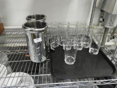 *Two Stainless Steel Wine Cooler and Fourteen Highball Glasses