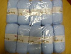 10 Balls of 4 Ply Light Blue Wool