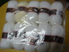 10 Balls of White & Cream Double Knit Wool