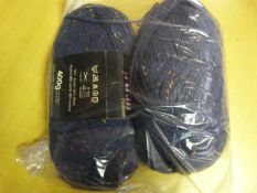 Two Large Rolls of Mixed Dark Blue Wool