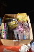 Box of Fabric, Needles, and Other Accessories