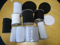 Assorted Spools of Cotton, Elastic, etc.