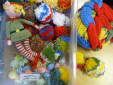 Box of Knitted Balls, Elves, Chains, etc.