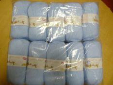 10 Balls of 4 Ply Light Blue Wool