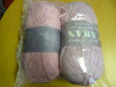 Two Large Rolls of Mixed Pink Wool