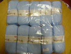 10 Balls of 4 Ply Light Blue Wool