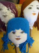 Three Shop Display Heads with Coloured Wool Hair