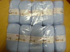 10 Balls of 4 Ply Light Blue Wool