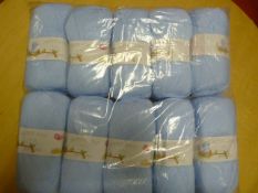 10 Balls of 4 Ply Light Blue Wool