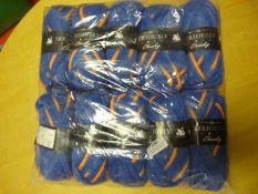*10 Balls of Chunky Blue & Orange Wool