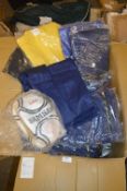 *25 Footballs, 10 Assorted Tops and 4 Bib & Brace