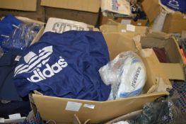 *10 Assorted Footballs and a Adidas Ball Bag