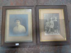 Two Antique Oak Framed Photographs