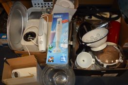 Two Boxes of Kitchenware; Kenwood Food Mixer, Brau