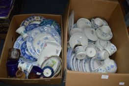 Two Boxes of Pottery; Part Dinner Services by Roya