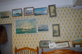 Oil on Board - Marine Scene, and Assorted Pictures