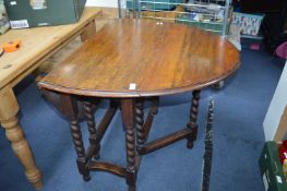 Vintage Oak Drop Leaf Table with Barley Twist Supp